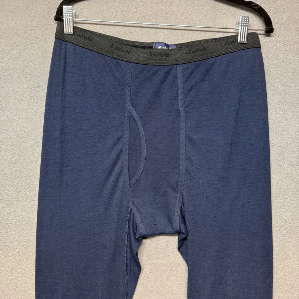 Vintage Duofold Thermal Long John Pant Baselayer Wool Blend L Navy Blue Outdoors